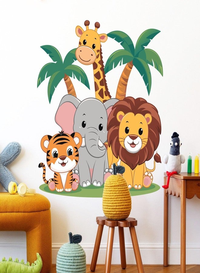 Eutecado Animals Wall Decals Forest Wall Stickers for Nursery, Lovely Jungle Animals Wall Stickers Elephant Lion Room Decor Tiger Giraffe Decals for Kids Room Classroom Kindergarten Decor - Image 5