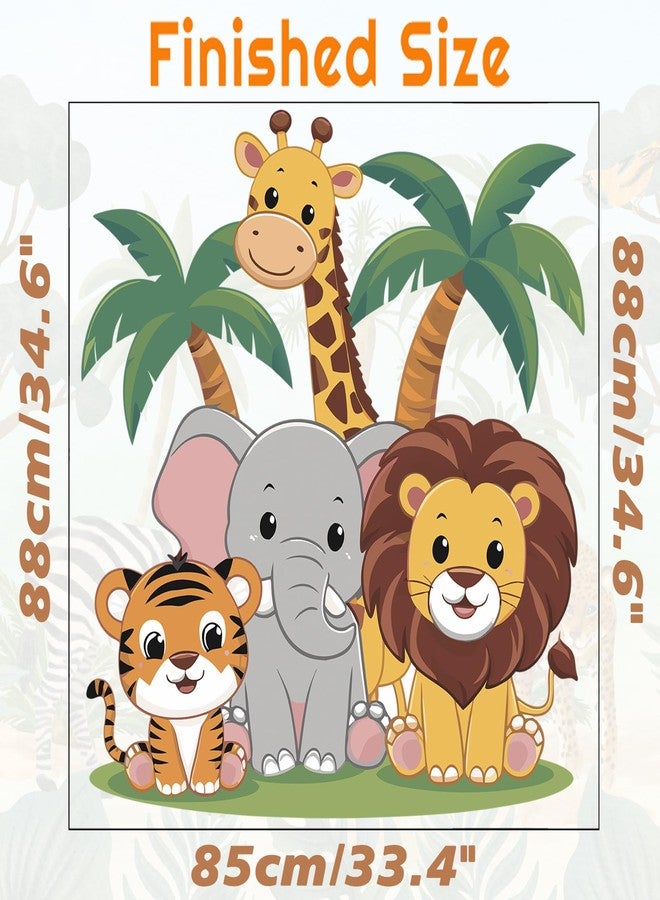 Eutecado Animals Wall Decals Forest Wall Stickers for Nursery, Lovely Jungle Animals Wall Stickers Elephant Lion Room Decor Tiger Giraffe Decals for Kids Room Classroom Kindergarten Decor - Image 4