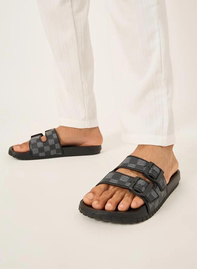 Styli Styli Double Strap Buckle Detail Printed Sandals
