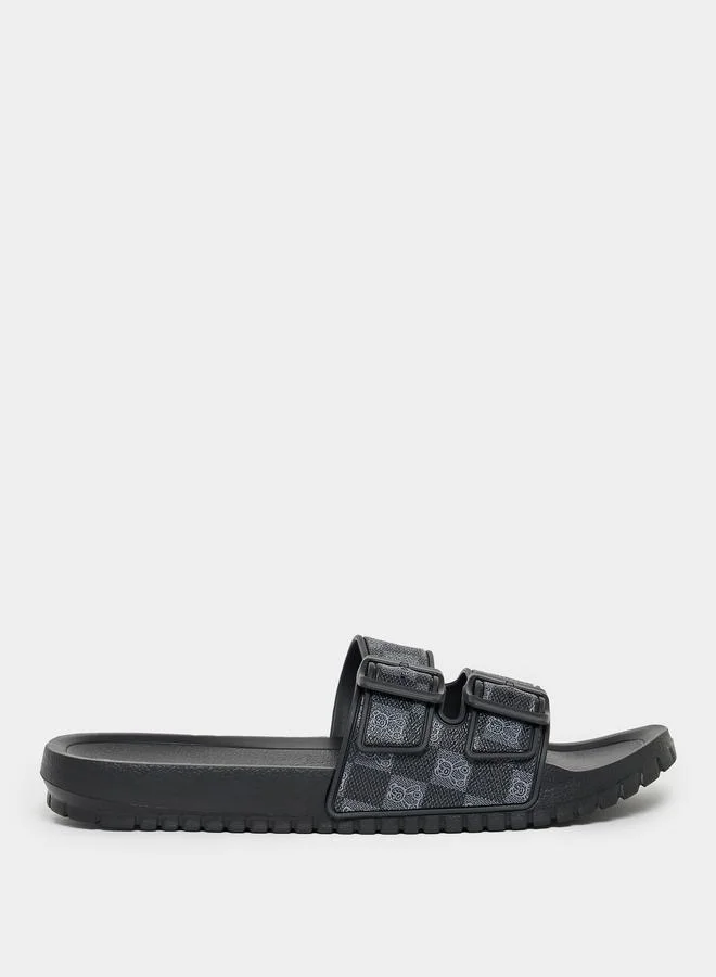 Styli Styli Double Strap Buckle Detail Printed Sandals