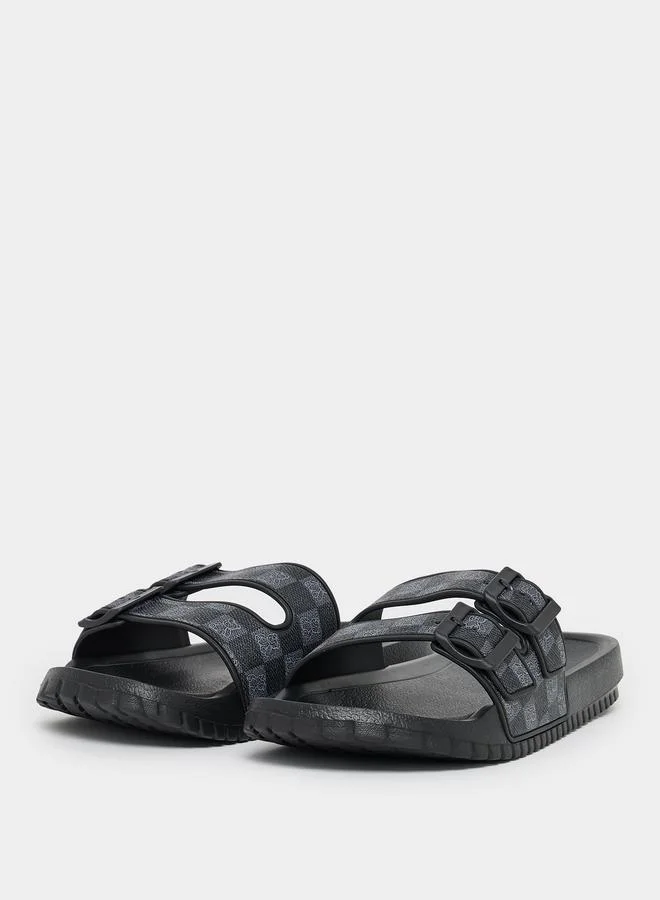 Styli Styli Double Strap Buckle Detail Printed Sandals