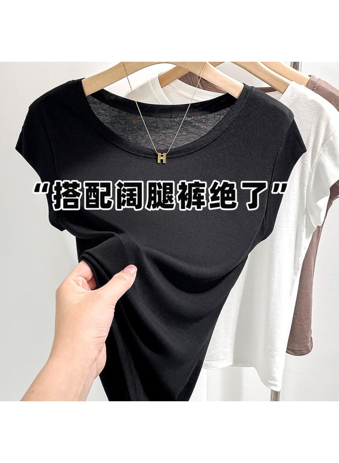 PLANDOO Women'S Short Crop Top For Spring/Autumn, High-End Layering Piece, Wearable Alone, Skin-Friendly And Breathable - Image 2