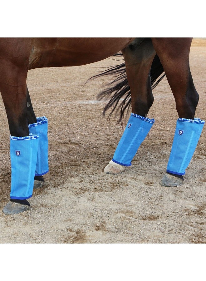 CareMaster Fine Mesh Fly Boots Loose Fitting & Non-Slip Horse Fly Leggings Fleece Air Flow (Set of 4) Cool Blue Medium - Image 2