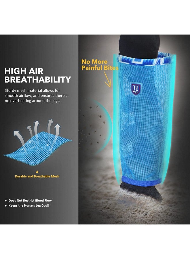 CareMaster Fine Mesh Fly Boots Loose Fitting & Non-Slip Horse Fly Leggings Fleece Air Flow (Set of 4) Cool Blue Medium - Image 4