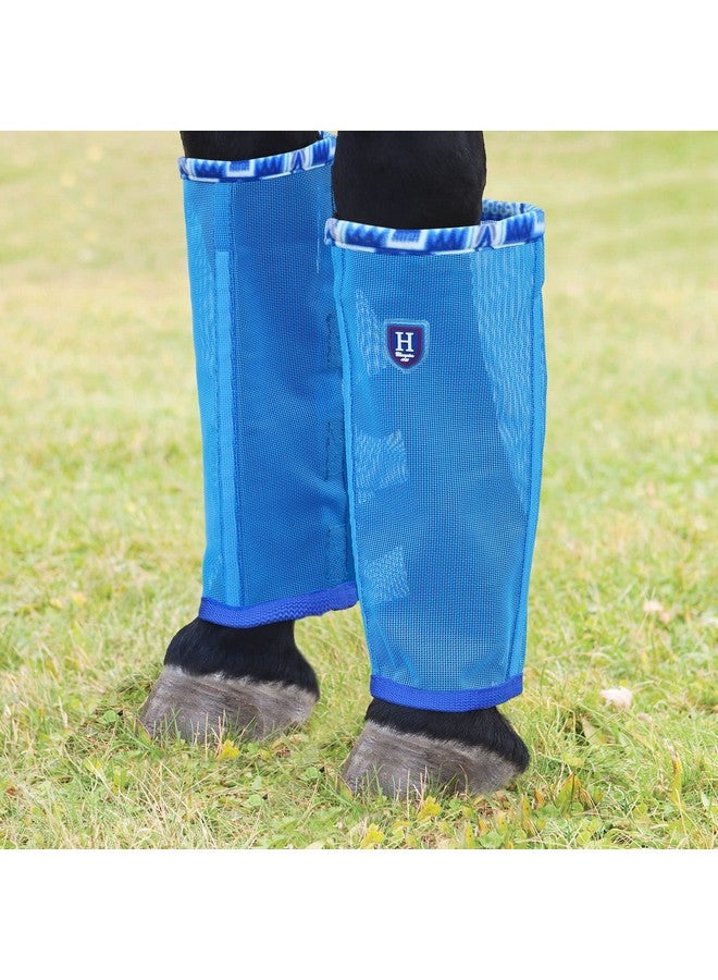 CareMaster Fine Mesh Fly Boots Loose Fitting & Non-Slip Horse Fly Leggings Fleece Air Flow (Set of 4) Cool Blue Medium - Image 1
