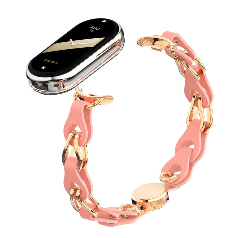 erorex For Xiaomi Smart Band 10 / 9 / 8 Hollow Leather Chain Magnetic Buckle Watch Band(Red) - Image 3