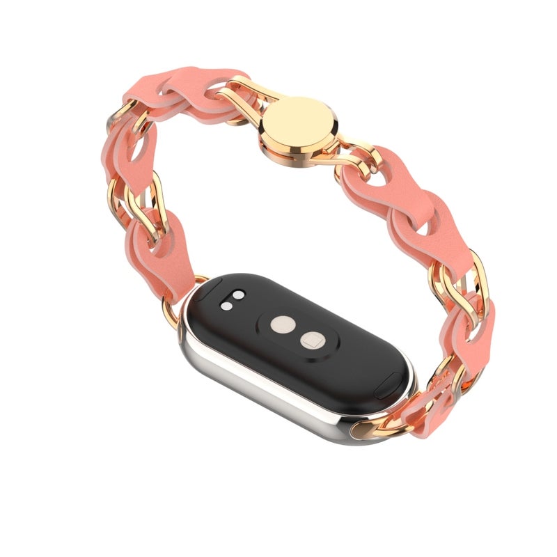 erorex For Xiaomi Smart Band 10 / 9 / 8 Hollow Leather Chain Magnetic Buckle Watch Band(Red) - Image 4