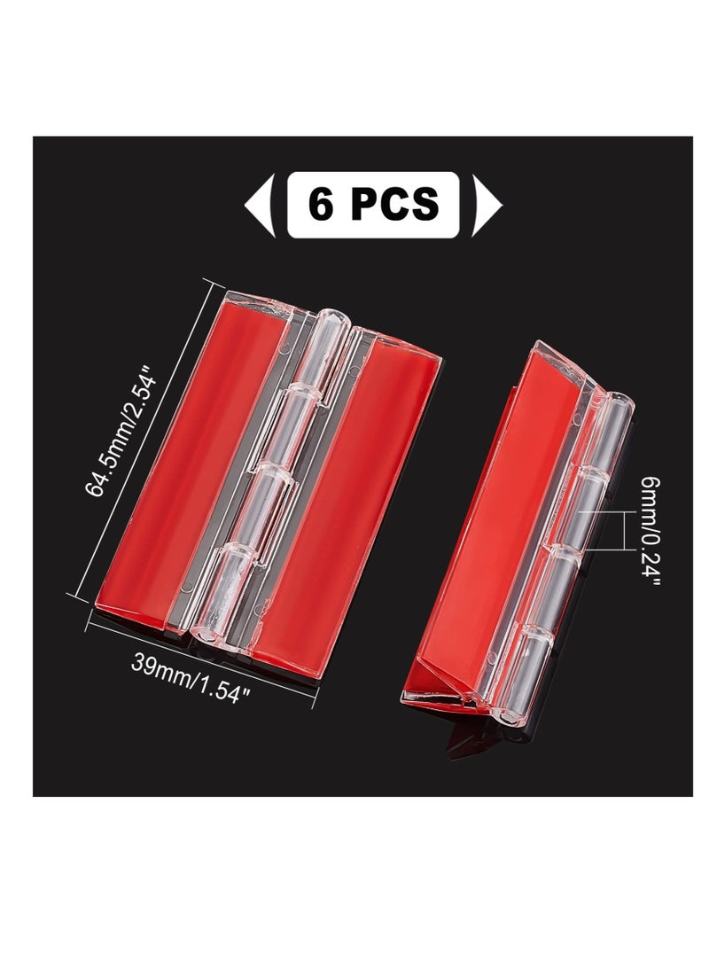 Generic Self Adhesive Clear Acrylic Hinges, 6 Pcs Acrylic Hinges, No Glue Required, 64.5 mm Continuous Piano Hinge, Self-Adhesive Folding Hinge for DIY Transparent Box, Storage Box, Display Stand  - Image 2