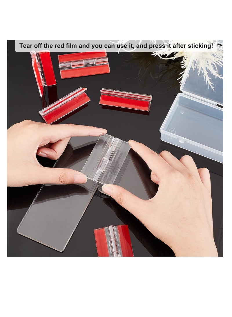 Generic Self Adhesive Clear Acrylic Hinges, 6 Pcs Acrylic Hinges, No Glue Required, 64.5 mm Continuous Piano Hinge, Self-Adhesive Folding Hinge for DIY Transparent Box, Storage Box, Display Stand  - Image 3