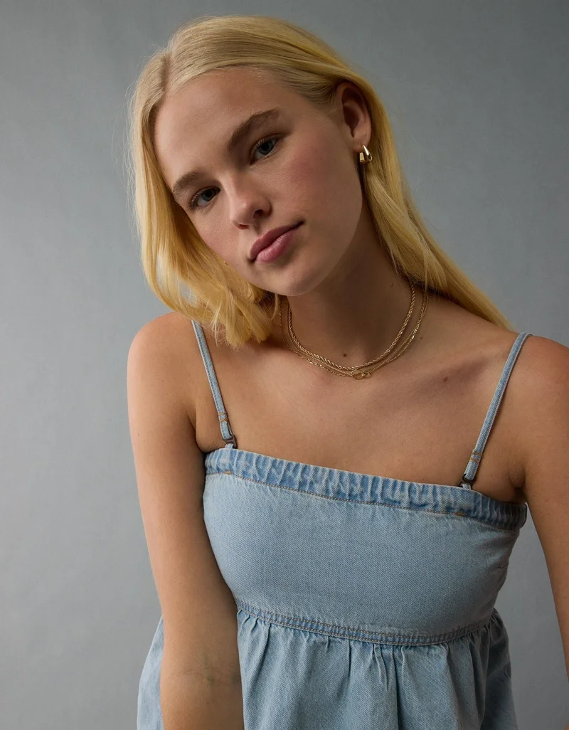 AE Denim Bubble Tube Top