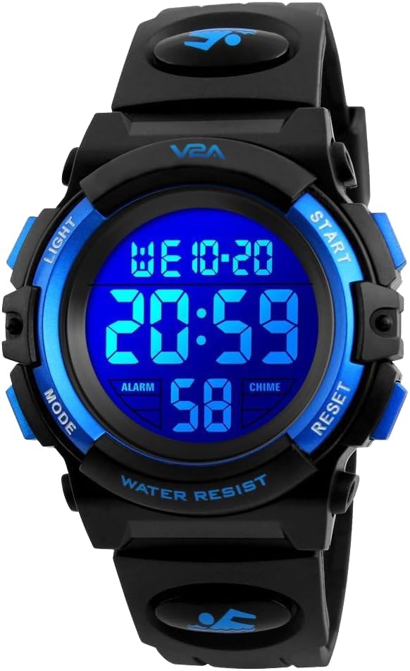 V2A Kids Led 5Atm Waterproof Digital Sports Casual Watch For Boys And Girls (Blue, Resin) - Image 2