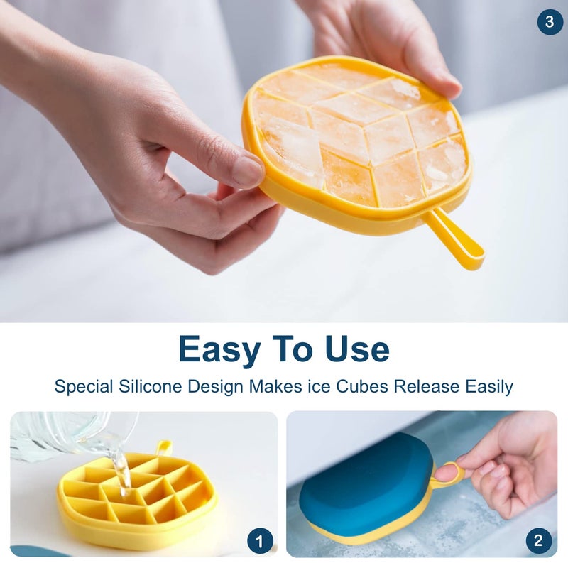 HOOPOES Flexible Silicone 12 Cavity Ice Cube Tray for Freezer with Lid with Easy Release Flexible Silicone Bottom, Soft Small Ice Cube Tray, Fridge Whiskey Bar Cocktail Soft Drinks (Multicolor) (1) - Image 5