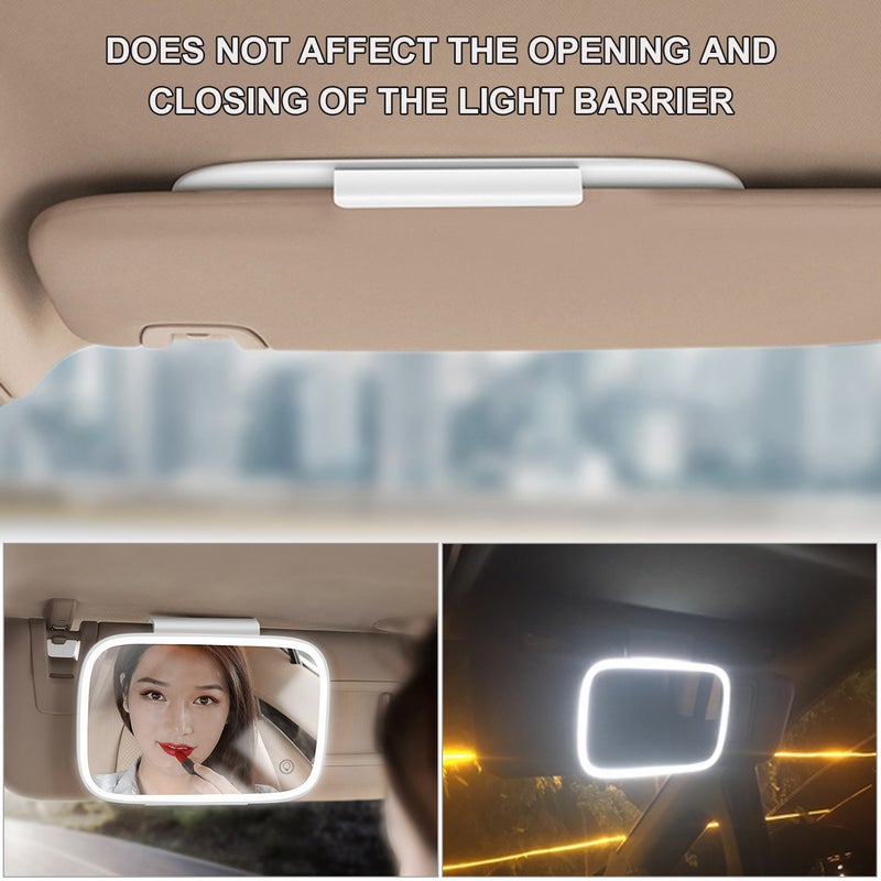 Car Sun Visor Mirror with LED Lights Makeup Sun-shading Cosmetic Mirror Adjustable Vanity Mirror Clip on Automobile Touch Screen Make Up Mirror - Image 4