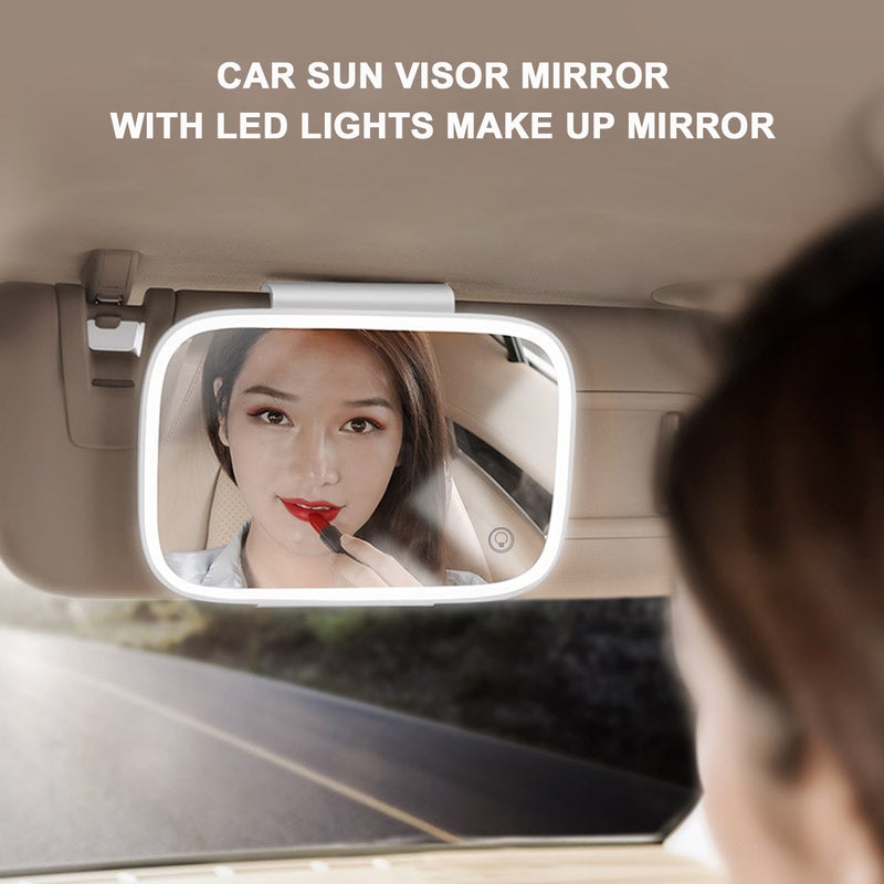 Car Sun Visor Mirror with LED Lights Makeup Sun-shading Cosmetic Mirror Adjustable Vanity Mirror Clip on Automobile Touch Screen Make Up Mirror - Image 2