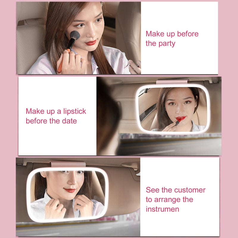 Car Sun Visor Mirror with LED Lights Makeup Sun-shading Cosmetic Mirror Adjustable Vanity Mirror Clip on Automobile Touch Screen Make Up Mirror - Image 3