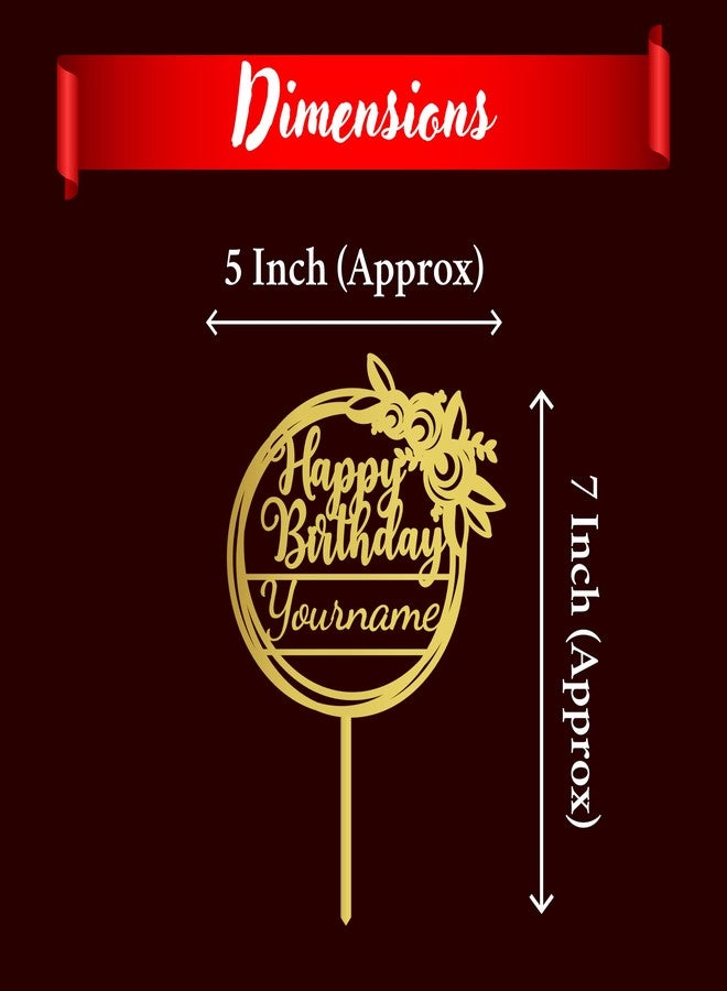 Yellow Nuts Personalised Cake Topper For Birthday Acrylic Golden Baby Shower Wedding Anniversary Props Cake Decor Decoration (Style 2) - Image 3