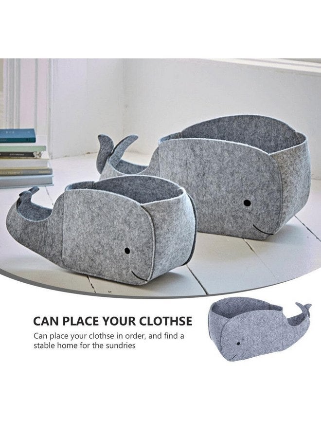 Cabilock Felt Storage Basket Storage Bin: Whale Shaped Laundry Basket Blanket Books Storage Bin for Cloth Books Sundries - Image 3