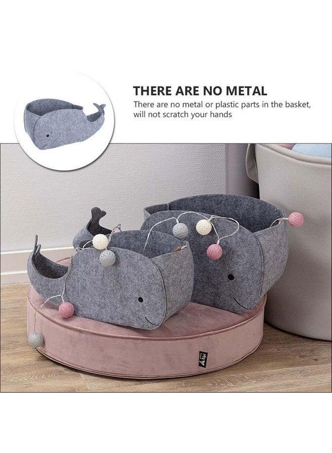 Cabilock Felt Storage Basket Storage Bin: Whale Shaped Laundry Basket Blanket Books Storage Bin for Cloth Books Sundries - Image 4
