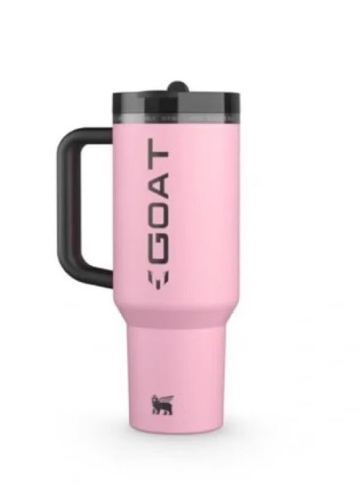 Stanley Messi x Stanley 40oz Quencher ProTour Flip Straw Tumbler – Stainless Steel Vacuum Insulated Travel Mug, BPA-Free, Car Cup Holder Compatible, Eco-Friendly, Ideal for Gym, Messi GOAT (Pink)  - Image 1