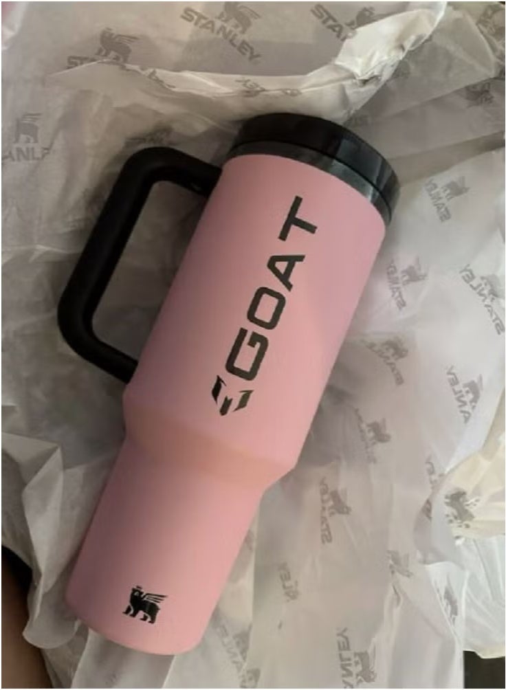 Stanley Messi x Stanley 40oz Quencher ProTour Flip Straw Tumbler – Stainless Steel Vacuum Insulated Travel Mug, BPA-Free, Car Cup Holder Compatible, Eco-Friendly, Ideal for Gym, Messi GOAT (Pink)  - Image 3