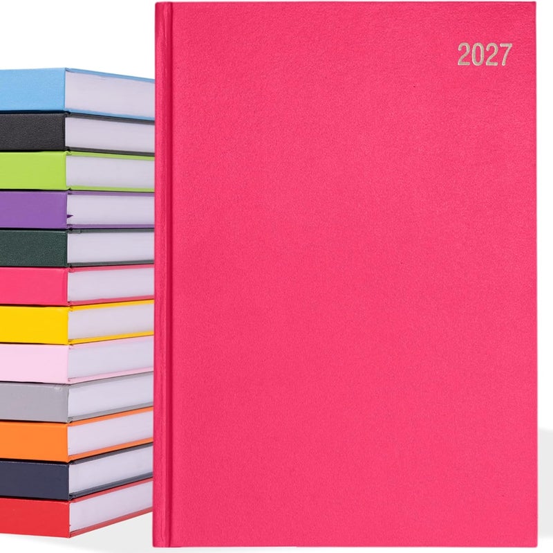 evelay 2025 A4 A5 Day to Page Diary Full Year Planner Desk Hardback Academic Organiser for Home Office School (A4 Page a Day, Cerise) - Image 1