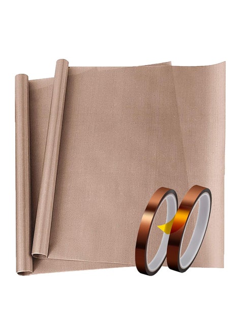 PTFE Teflon Sheet Set with 2 Sheets 12 x 16 Inches and 2 Rolls 10mm Sublimation Tape for Heat Press Machines Non Stick Reusable Craft Mat