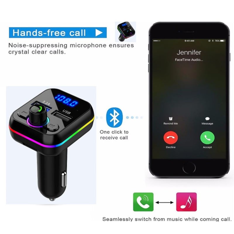 M34 Car Mp3 FM Car Bluetooth Transmitter, Bluetooth, Car Charger - Image 2