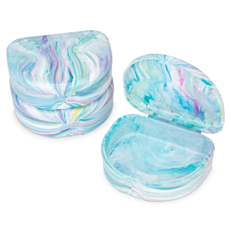Practicon Marble Retainer Cases, Orthodontic Aligner Case, Mouth Guard Holder (3 Pack) (Cotton Candy) - Image 1