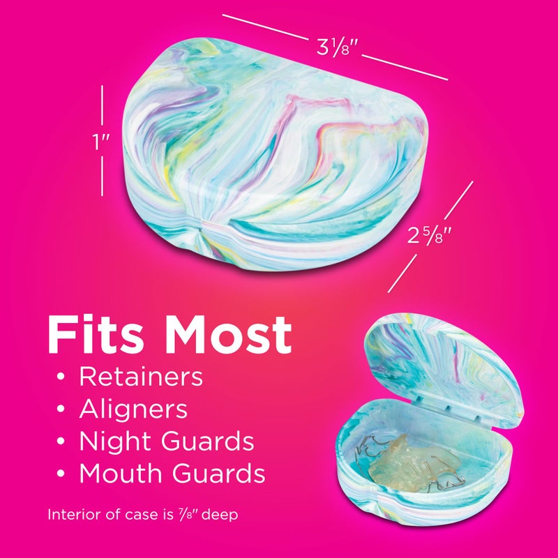 Practicon Marble Retainer Cases, Orthodontic Aligner Case, Mouth Guard Holder (3 Pack) (Cotton Candy) - Image 5