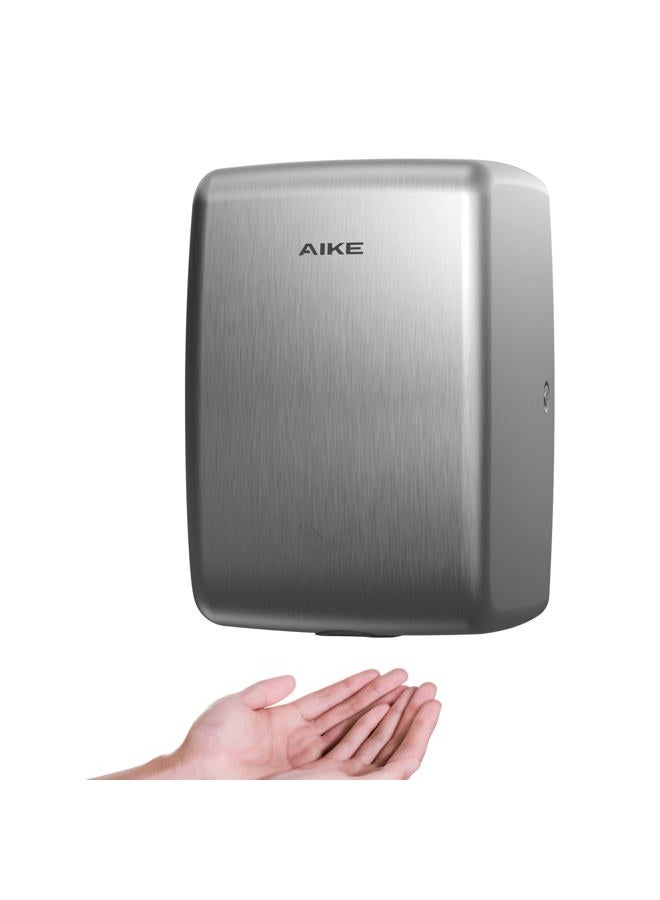 AIKE UL Approved Compact Jet Hand Dryer Hard-Wired Friendly, 1350W 120V Brushed Stainless Steel Model AK2803D - Image 1