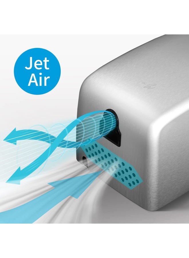AIKE UL Approved Compact Jet Hand Dryer Hard-Wired Friendly, 1350W 120V Brushed Stainless Steel Model AK2803D - Image 5