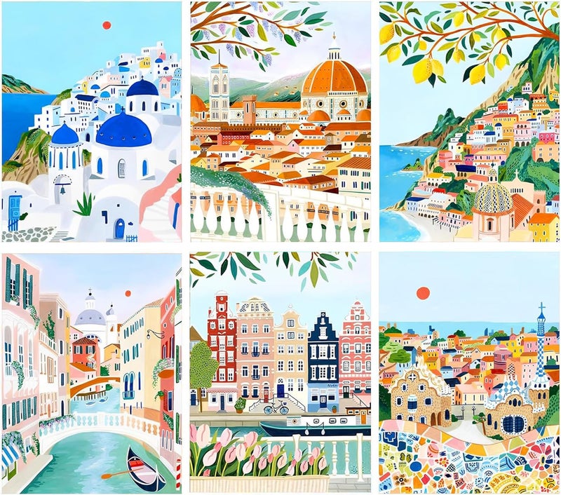 ARPADAMO 6 pack Aesthetic Diamond Art Kits for Adults,5D Landscape Diamond Painting DIY Diamond Art Diamond Painting Kits for Adult,Round Full Drill Diamonds, Diamond Art Kits for Home Decor-12x16inch - Image 1