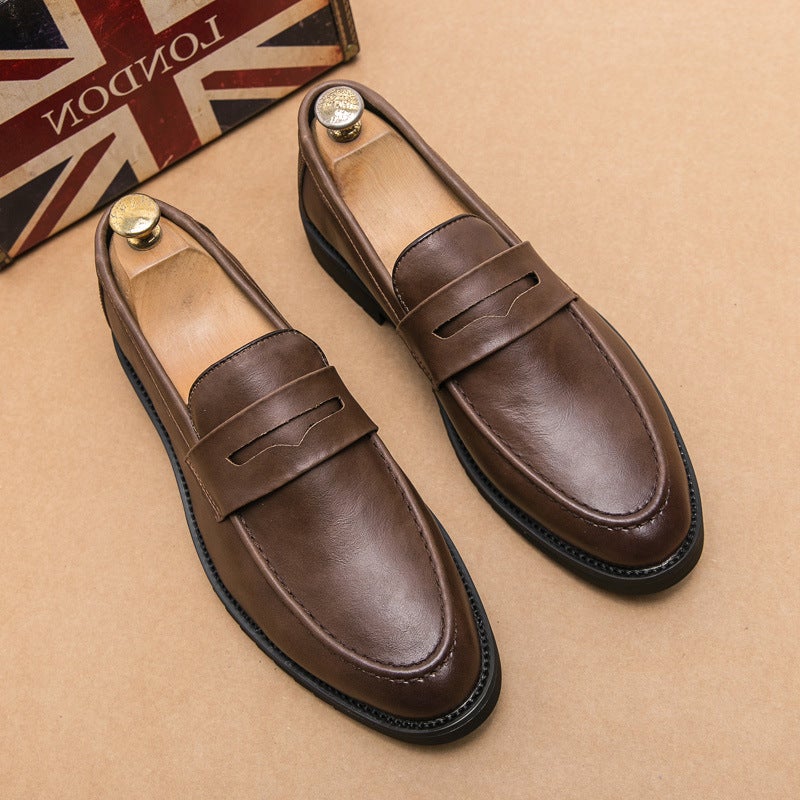 2023 Spring Business Casual Loafers Men'S British Small Leather Shoes Lazy Slip-On Peas Shoes Thick-Soled Men'S Shoes - Image 2