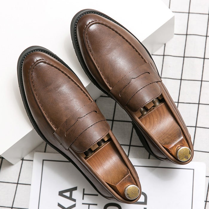 2023 Spring Business Casual Loafers Men'S British Small Leather Shoes Lazy Slip-On Peas Shoes Thick-Soled Men'S Shoes - Image 1