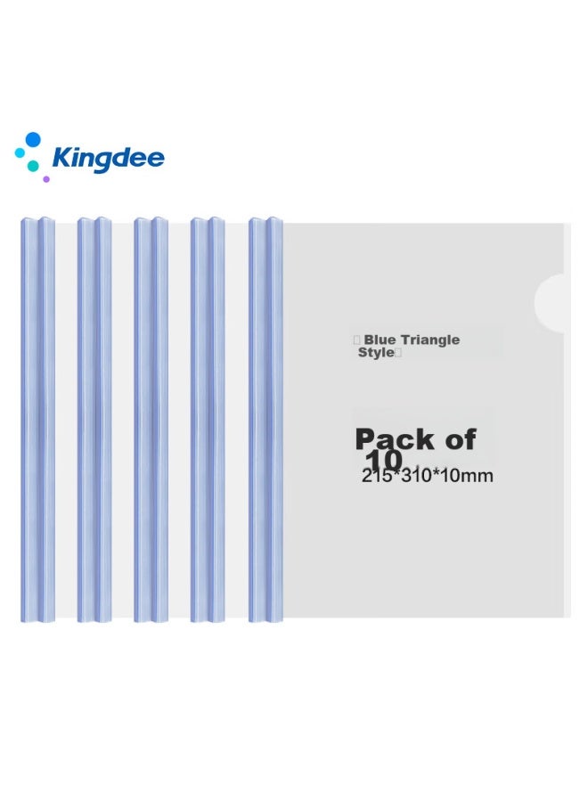 Kingdee A4 ملفات الأرشفة ذات الرافعة المثلثة الشفافة، 10 أزرق، ملفات قضيب السحب، ملفات المستندات، ملفات تخزين أوراق امتحانات الطلاب W4003 - Image 1