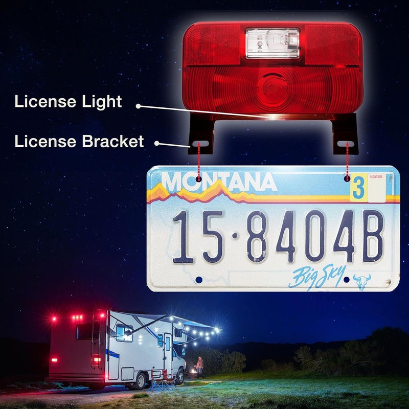 Lumitronics Red Surface Mount Tail Light with License Bracket - Image 3