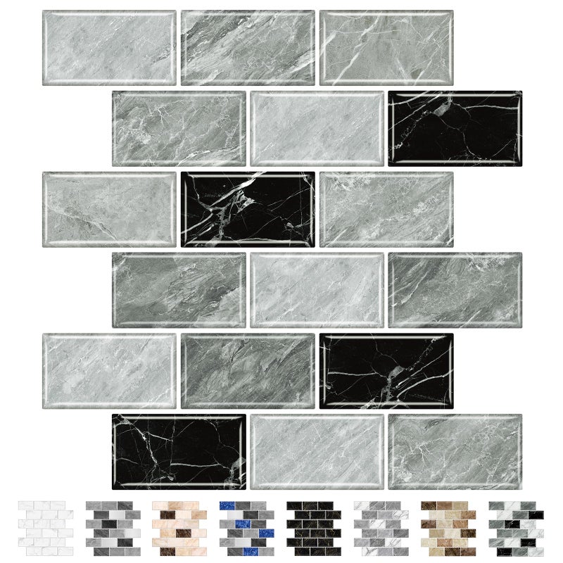 URCOLOR 10-Sheet Peel and Stick Backsplash Tile Sticker for Kitchen,12"x12" Self Adhesive Subway Wall Tiles Stick on Back Splashes for Bathroom Gray Black Marble Design - Image 1