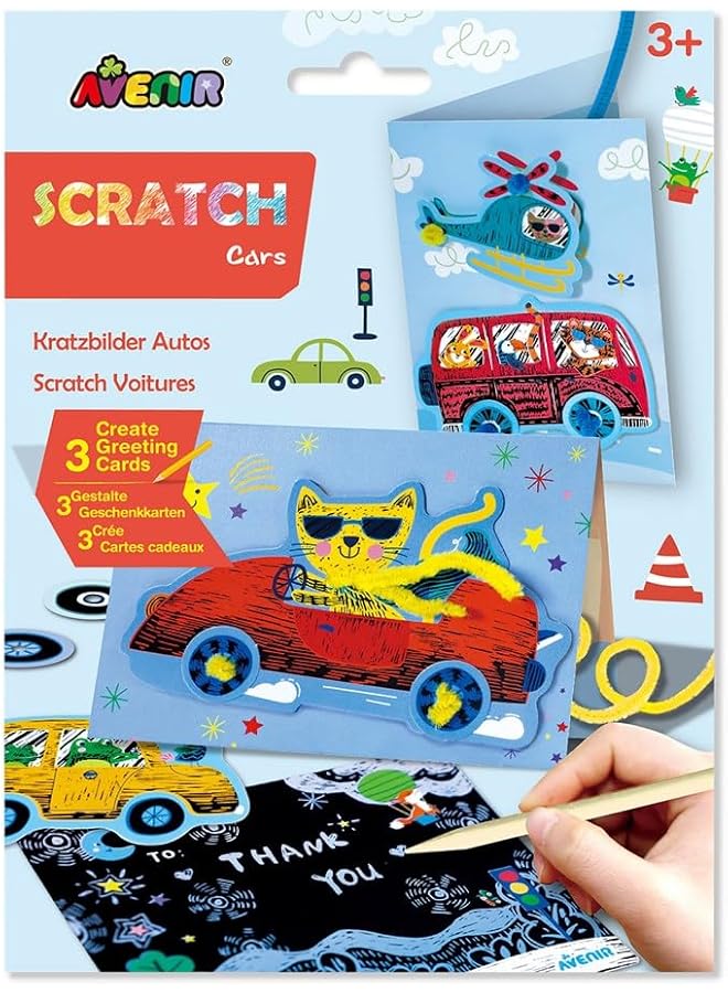 أفينير مجموعة بطاقات التهنئة للفنون والحرف اليدوية من Scratch Cars تصنع بطاقات تهنئة جميلة Scratch Art 3 Plus - Image 1