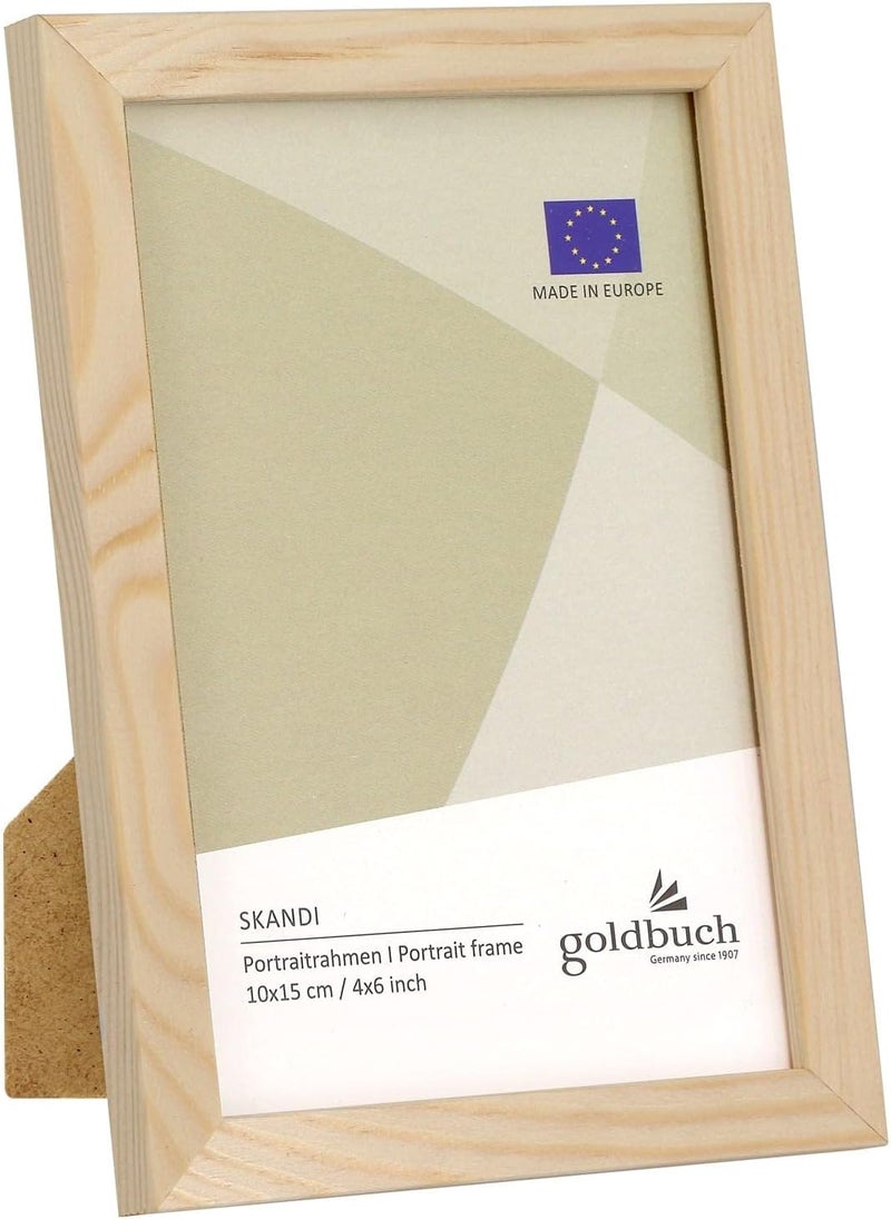 goldbuch Skandi Picture Frame, 10 x 15 cm, Single Frame Made of Real Wood, Portrait Frame for Standing, Wooden Frame with Wall Mount, Photo Frame, Natural Frame - Image 1