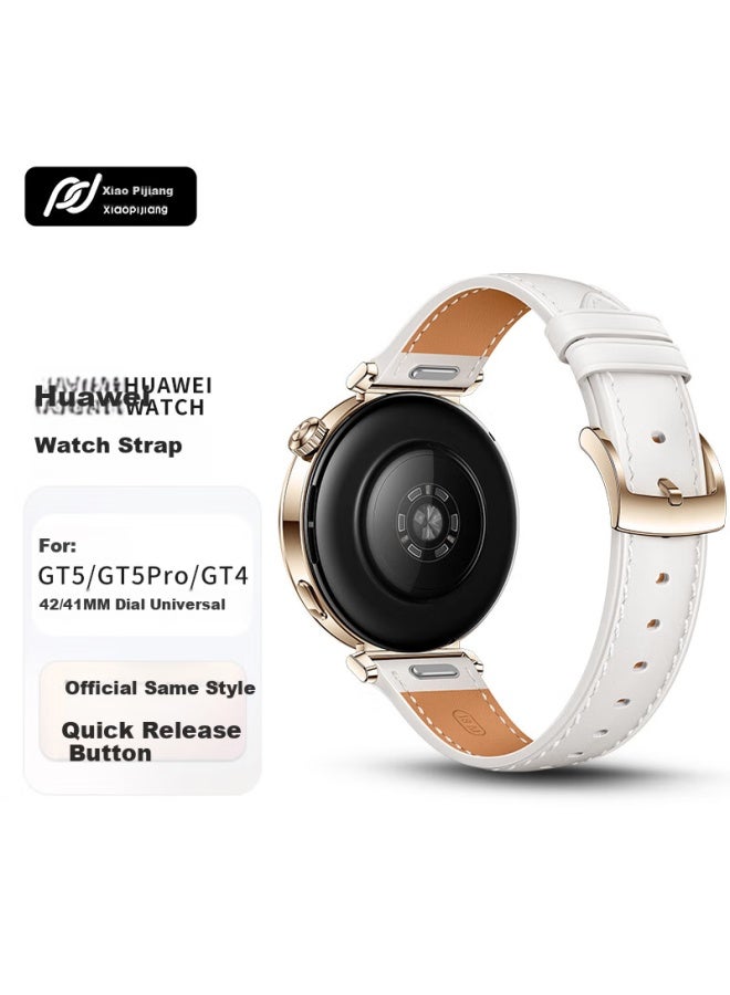 Tinker Xiao Pi Jiang سوار ساعة من الجلد الطبيعي لساعة Huawei Watch Gt5 Pro، Gt4/gt5 للسيدات - سوار ناعم ومريح من جلد البقر عالي الجودة مقاس 42/41 مم - سوار ساعة عالمي - Image 1