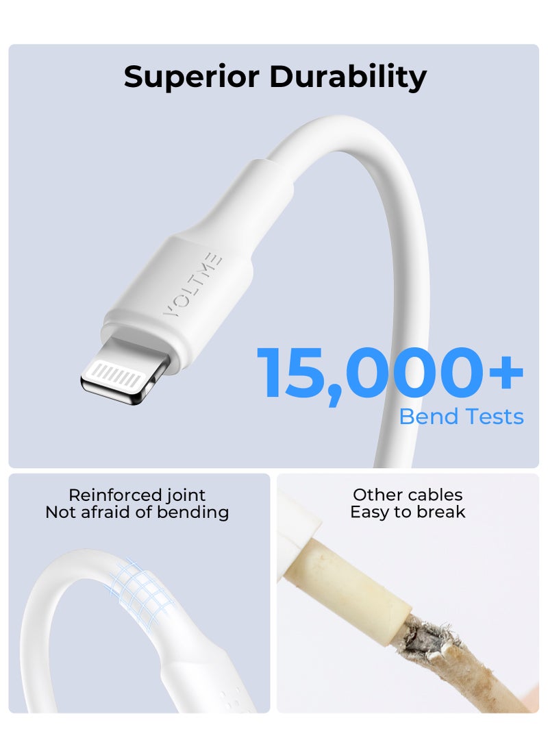 VOLTME iPhone Charger Cord (1.2M) 2.4A Lightning Cable Fast Charging High Speed Data Sync USB Cable Compatible with iPhone 14/14 Pro/14 Plus/14 Pro Max, 13/12/11/XS MAX/XR/XS/X/8/7/Plus/iPad Air Pods- White  - Image 2