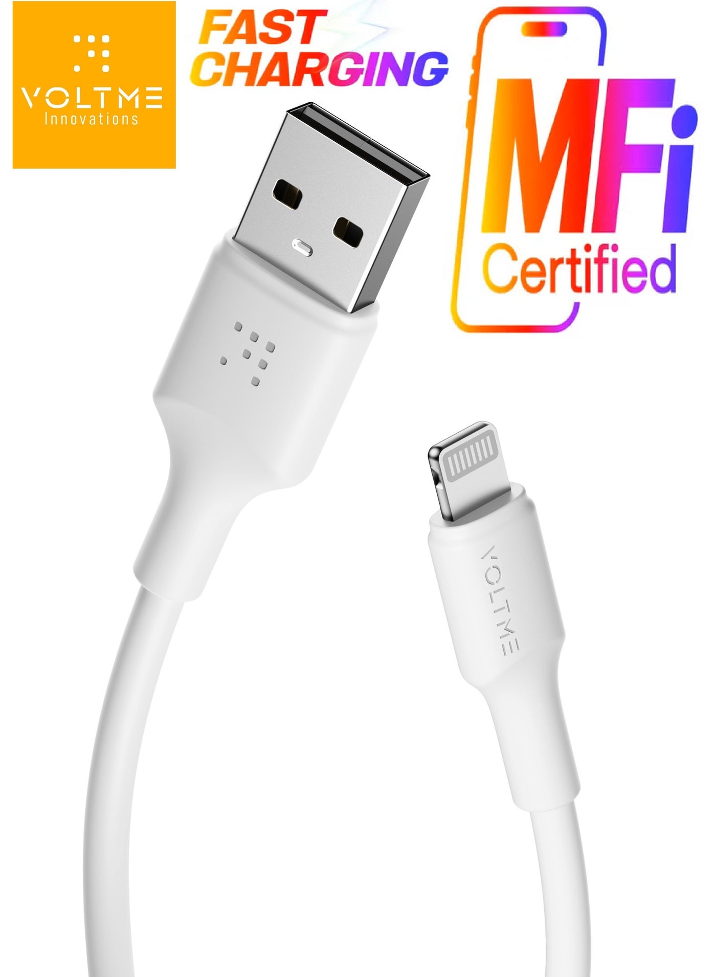 iPhone Charger Cable (1.2m) 2.4A, Lightning Cable for Fast Charging and High-Speed Data Transfer, USB Cable Compatible with iPhone 14/14 Pro/14 Plus/14 Pro Max, 13/12/11/10/9/8/7 Plus, iPad, AirPods - White