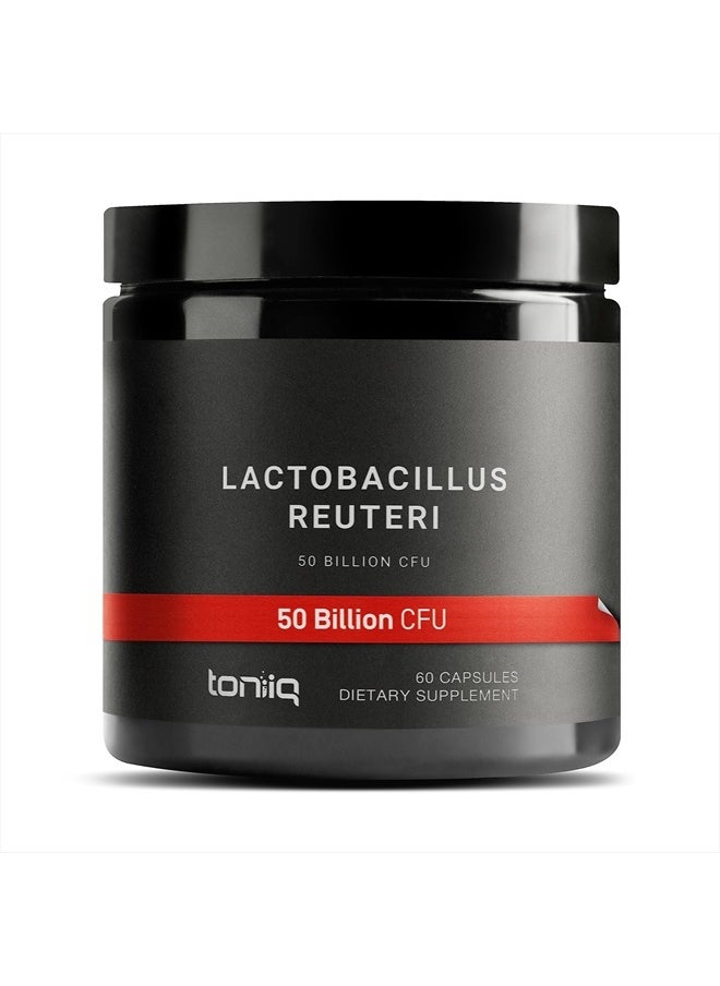 Toniiq - 50 Billion CFU Lactobacillus Reuteri Probiotic 50mg per Serving - L Reuteri Probiotics - Highest CFU Count Lactobacillus Reuteri Probiotic - 60 Vegetarian Capsules - 60 Servings - Image 1