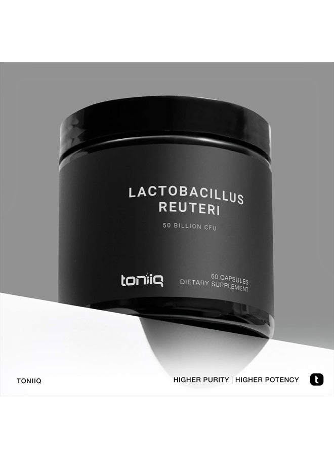 Toniiq - 50 Billion CFU Lactobacillus Reuteri Probiotic 50mg per Serving - L Reuteri Probiotics - Highest CFU Count Lactobacillus Reuteri Probiotic - 60 Vegetarian Capsules - 60 Servings - Image 1