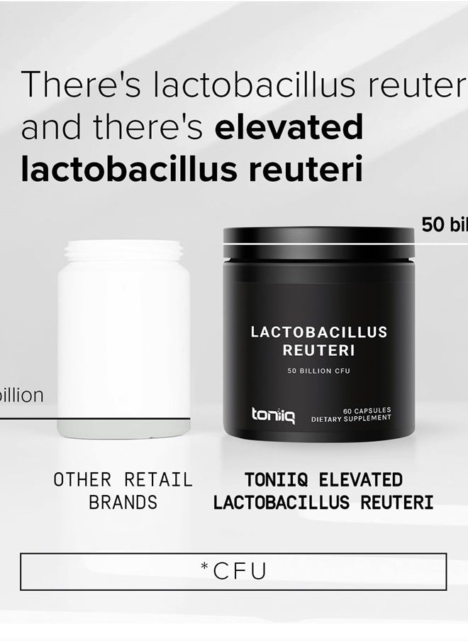 Toniiq - 50 Billion CFU Lactobacillus Reuteri Probiotic 50mg per Serving - L Reuteri Probiotics - Highest CFU Count Lactobacillus Reuteri Probiotic - 60 Vegetarian Capsules - 60 Servings - Image 1