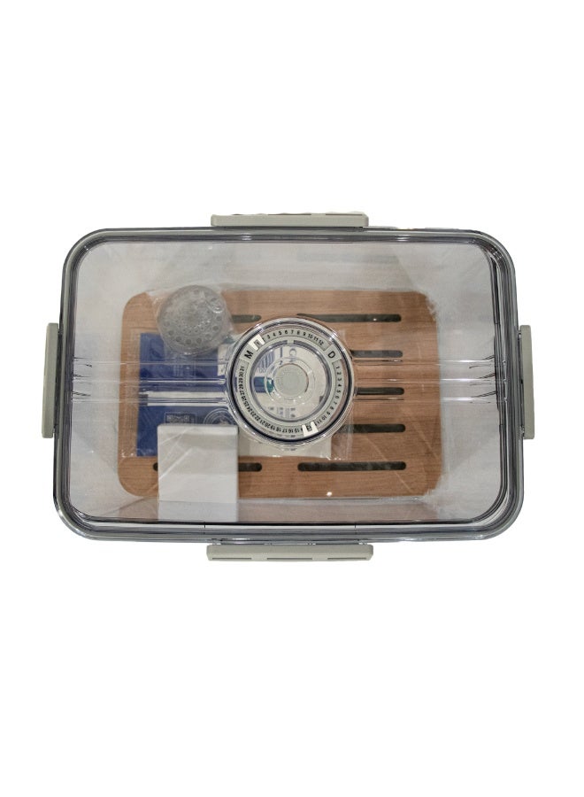 Cigar Humidor Medium Size, Built-in Cedar Wood Lining with High Precision Hygrometer and Humidifier, Transparent Glass Cigar Storage Box (M) - Image 4