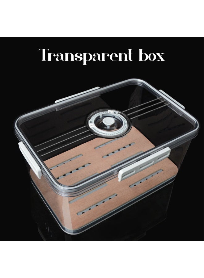 Cigar Humidor Medium Size, Built-in Cedar Wood Lining with High Precision Hygrometer and Humidifier, Transparent Glass Cigar Storage Box (M) - Image 5