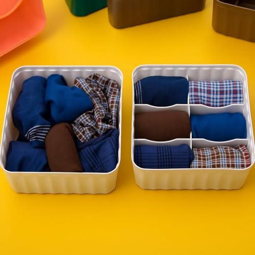 Episkey 6-Compartment Wardrobe Organizer drawers organisers for Underwear, Socks, Bras, Ties, Scarves & Undergarments,storage box and organiser, Socks organizer Socks Tray (3 Pcs,Multicolor) - Image 5
