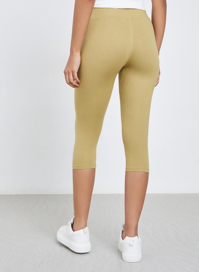 Styli Elastic Waistband Basic Capri Length Leggings - Image 4