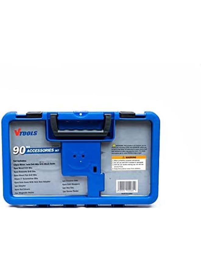 VTOOLS 90 Piece Drill Bit Set With Hss Bits And Storage Case For Metal Wood And Concrete Drilling Vt3103 - Image 2